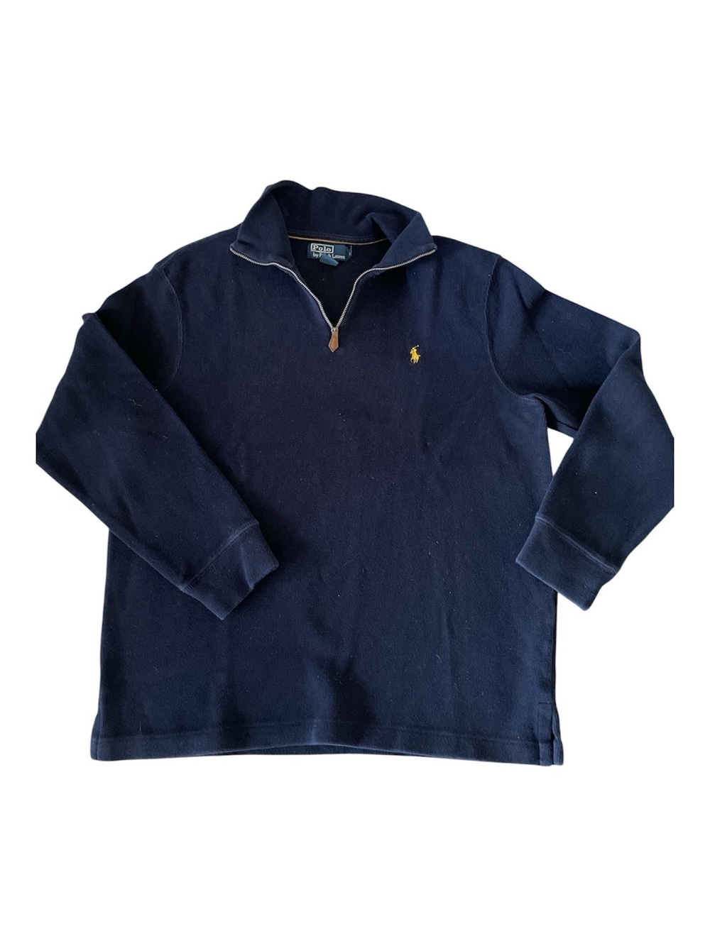 Ralph Lauren Navy Zip-Neck Pullover with Yellow Pony